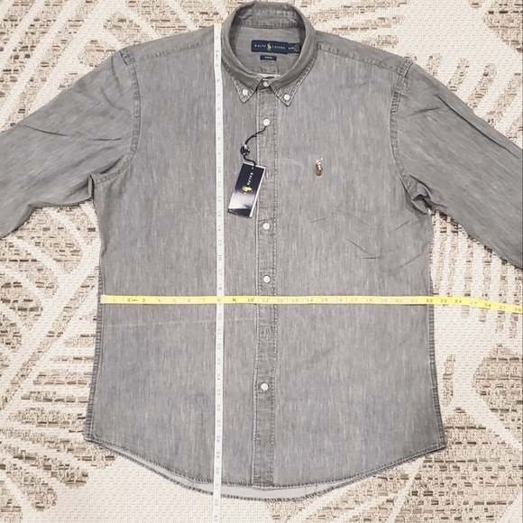 Ralph Lauren gray Denim Shirt Slim fit button down long sleeves XL NWT - Picture 4 of 6